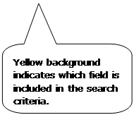 Rounded Rectangular Callout: Yellow background indicates which field is included in the search criteria.