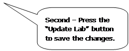 Rounded Rectangular Callout: Second – Press the “Update Lab” button to save the changes. 