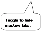 Rounded Rectangular Callout: Toggle to hide inactive labs.